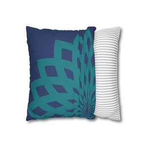 Square Pillow-Contemporary Large Print Blue and Teal