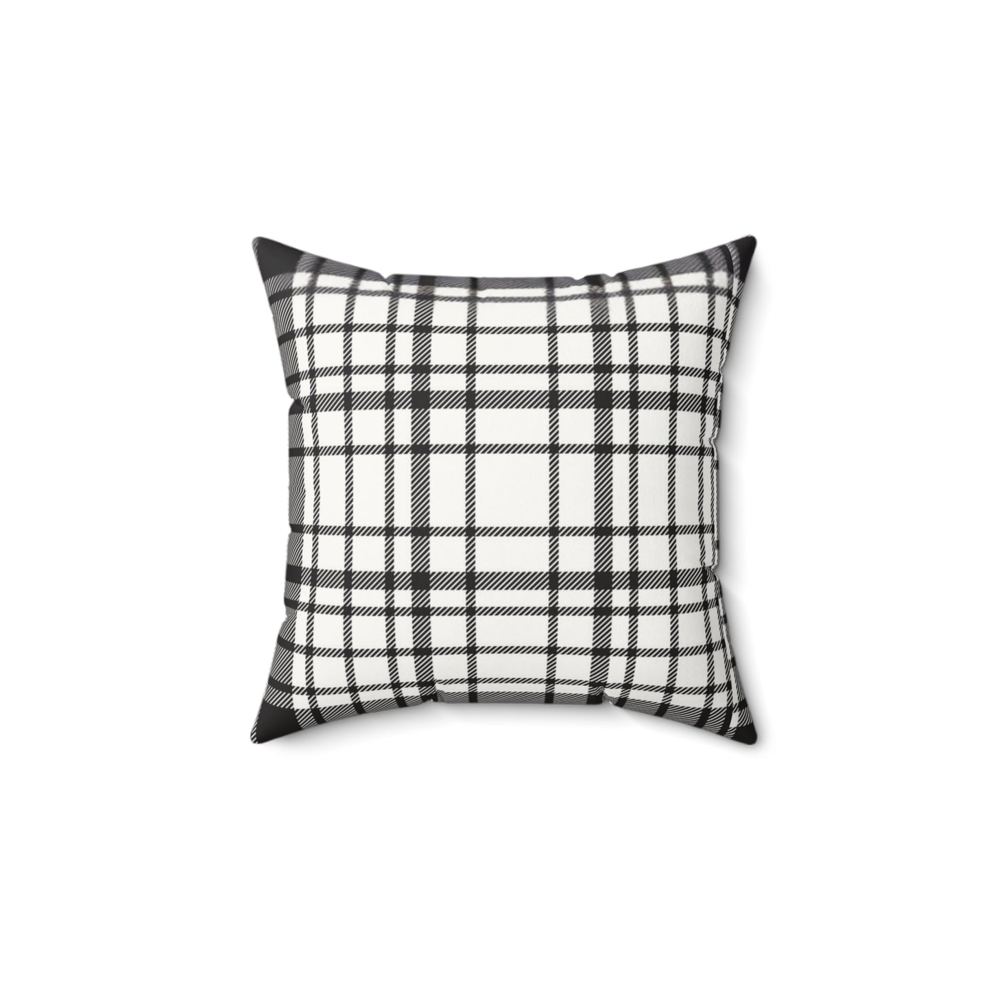Black & White Plaid Faux Suede Square Pillow