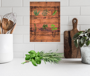 Art Board Print Rustic Herb Chart