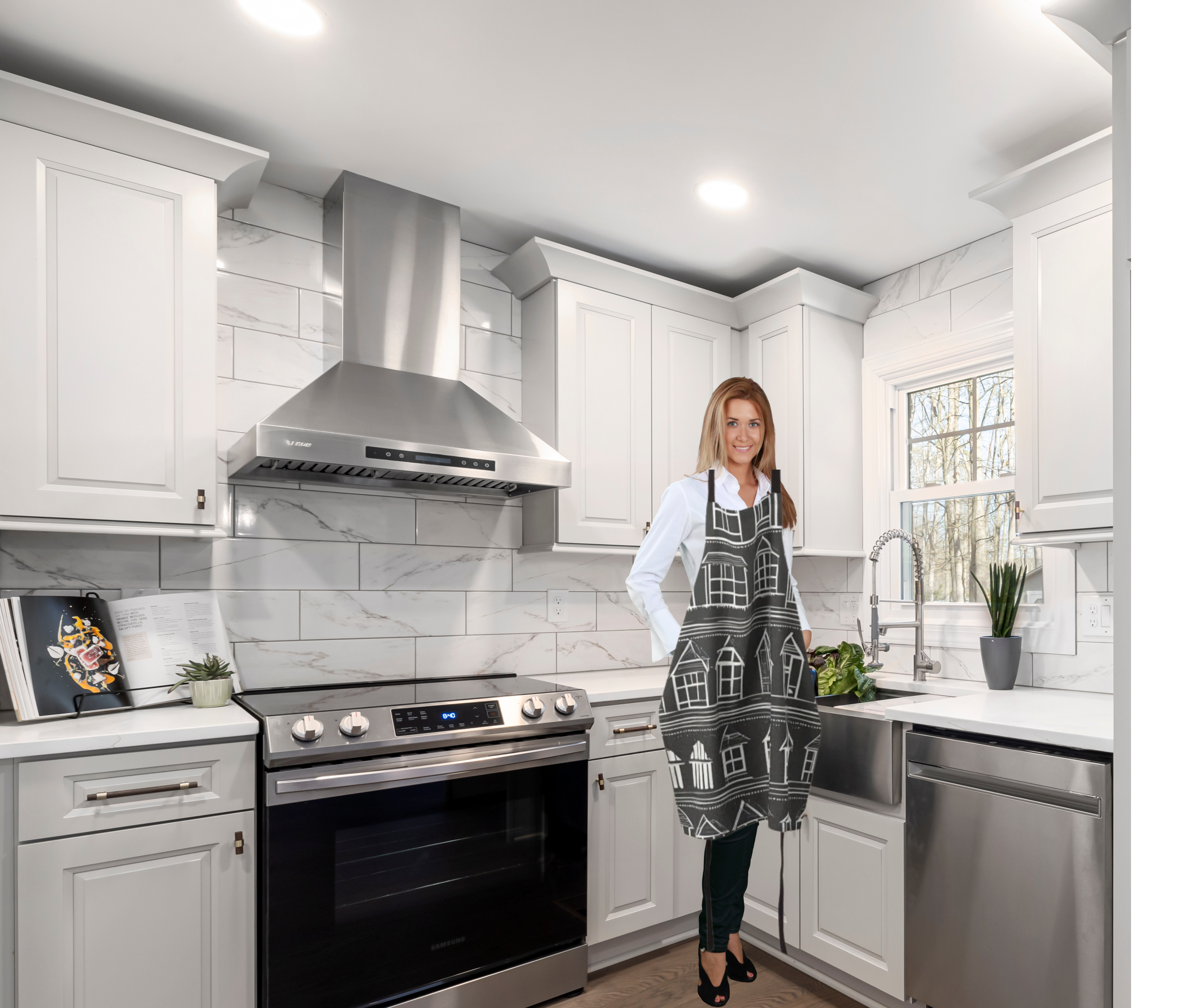 Apron-Home Sweet Home  Black and White Modern Farmhouse Graphic Print