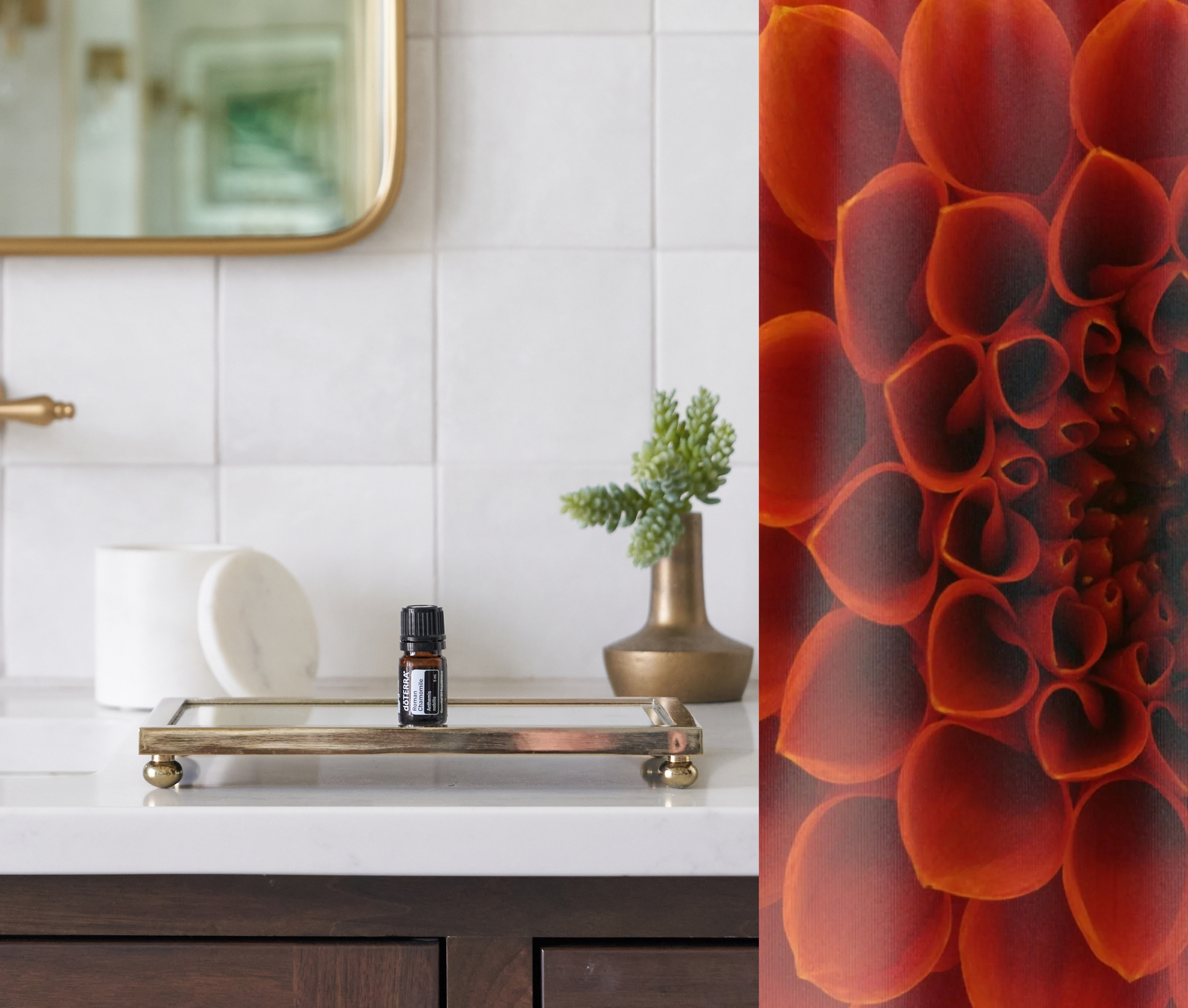 Shower Curtain-Contemporary Orange Floral