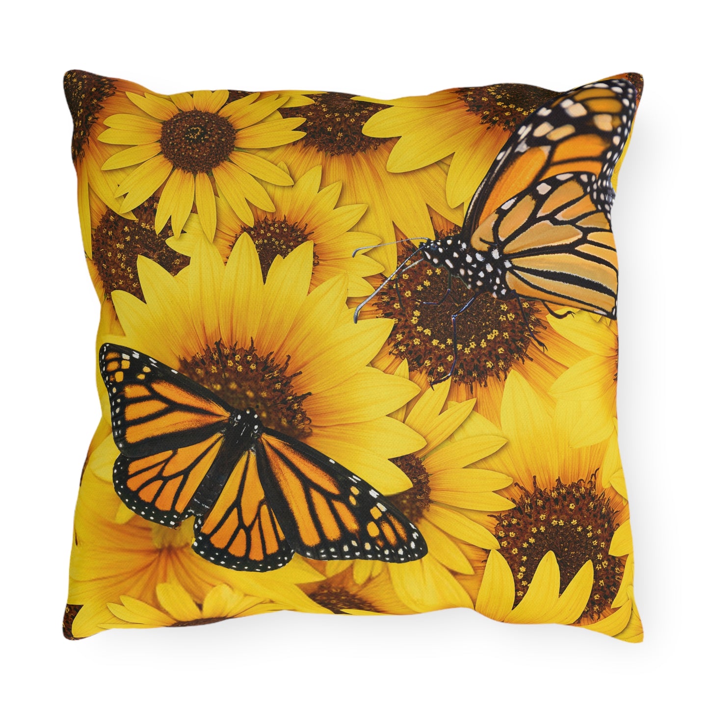 Butterflies and Sunflowers Colorful Outdoor Pillow