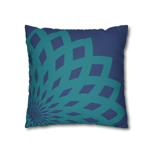 Square Pillow-Contemporary Large Print Blue and Teal