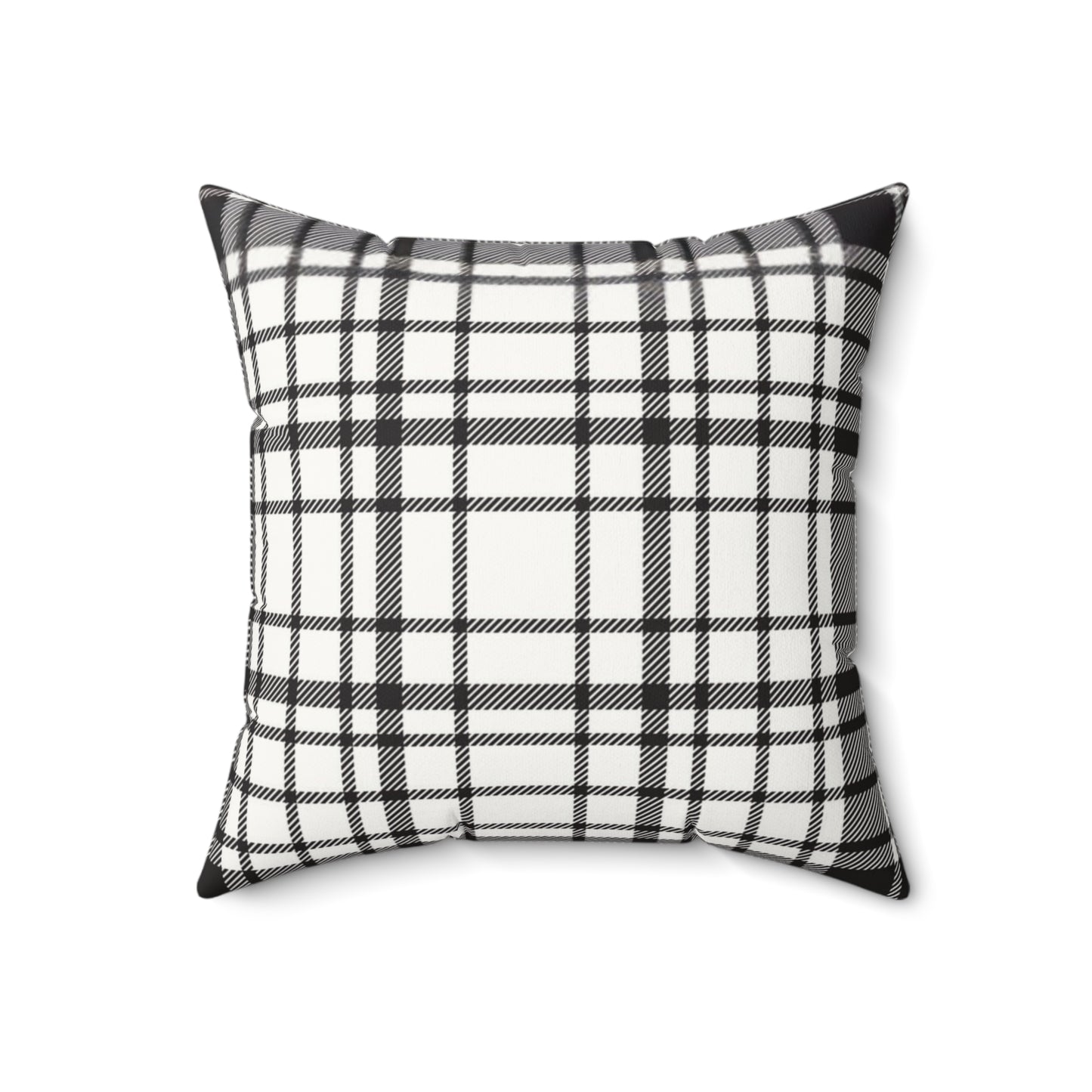 Black & White Plaid Faux Suede Square Pillow