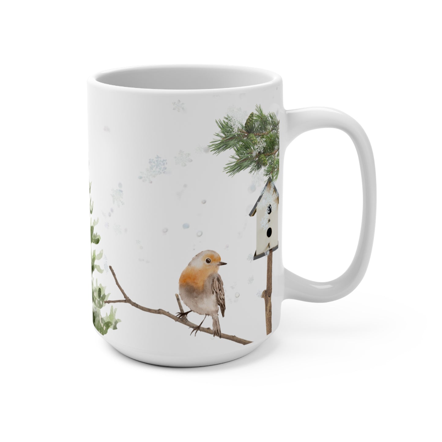 Cozytime Winter Robin 15oz Ceramic Mug for Tea or Coffee- Part of the Cozy Winter Series
