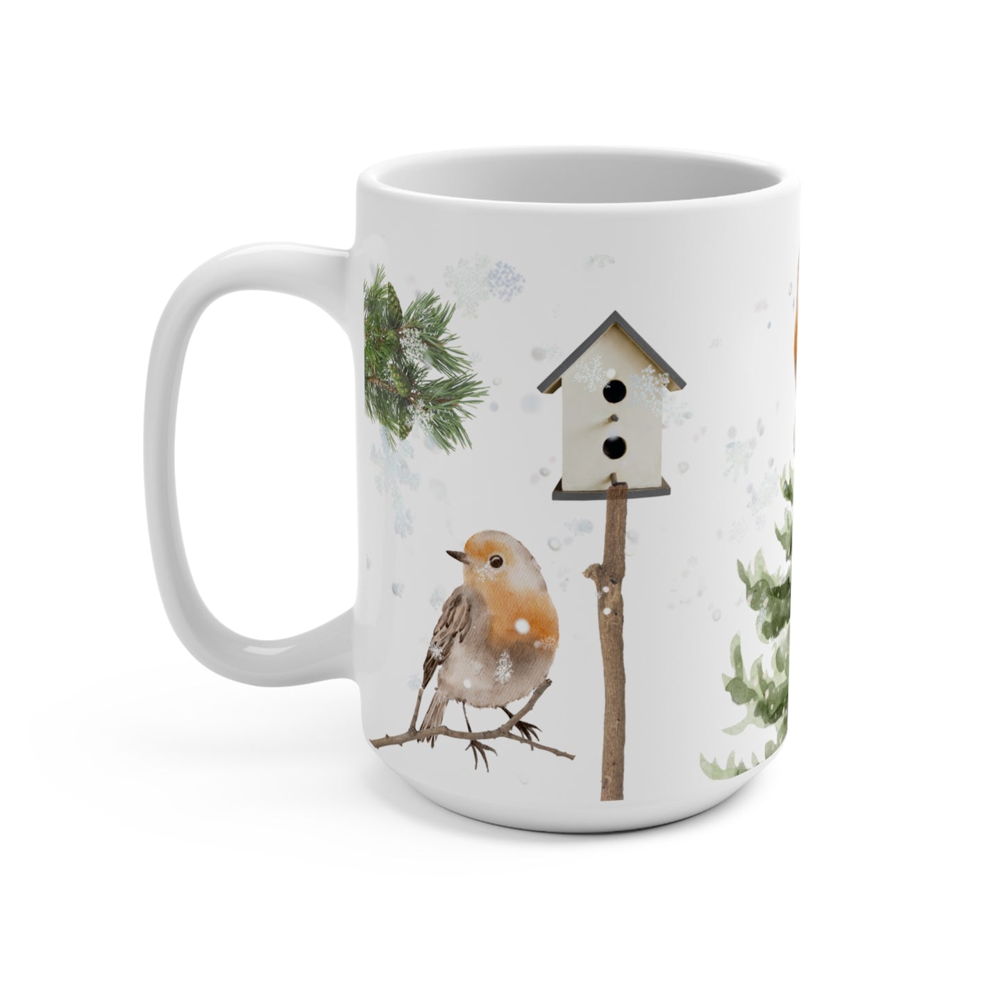 Cozytime Winter Robin 15oz Ceramic Mug for Tea or Coffee- Part of the Cozy Winter Series