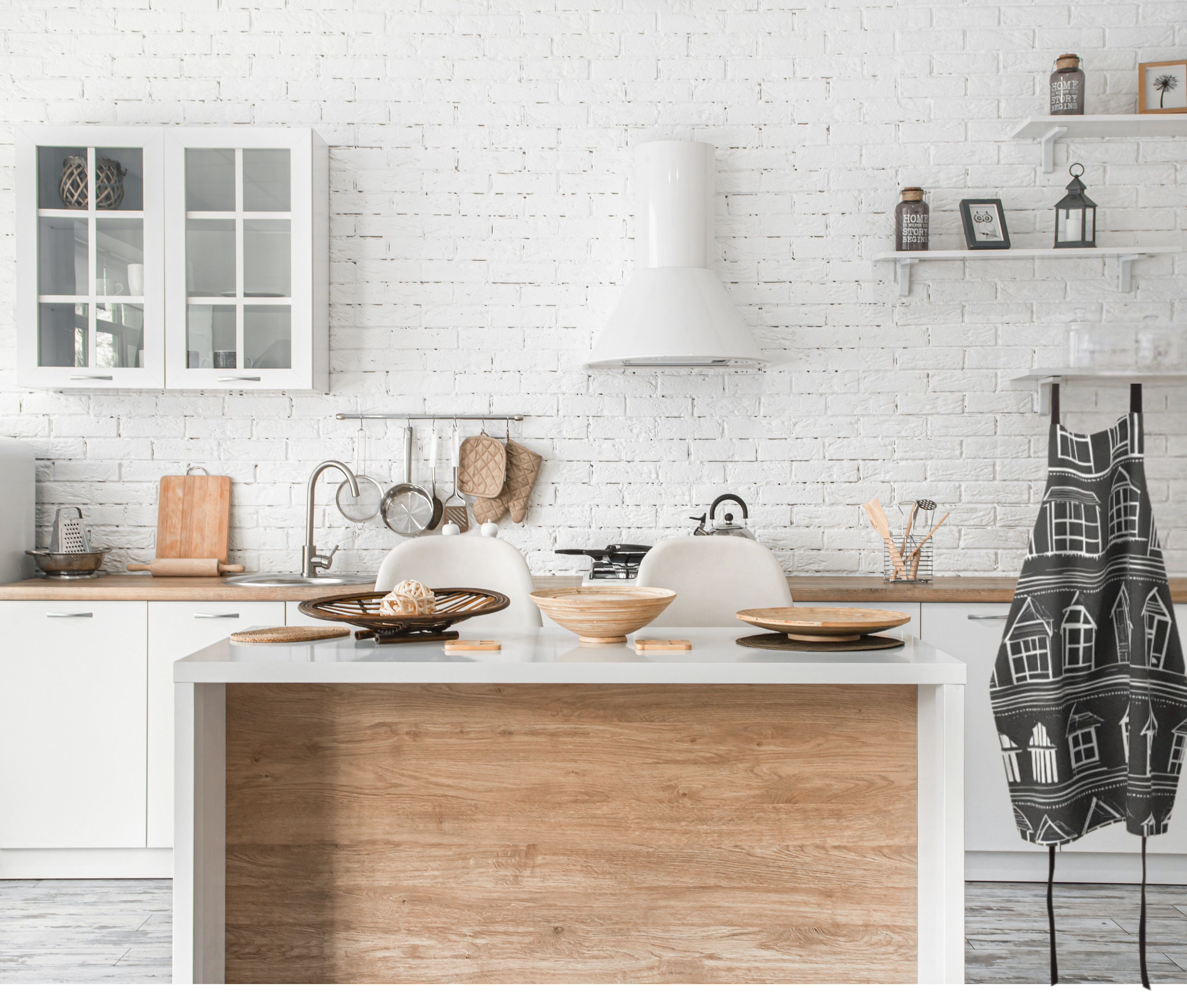 Apron-Home Sweet Home  Black and White Modern Farmhouse Graphic Print
