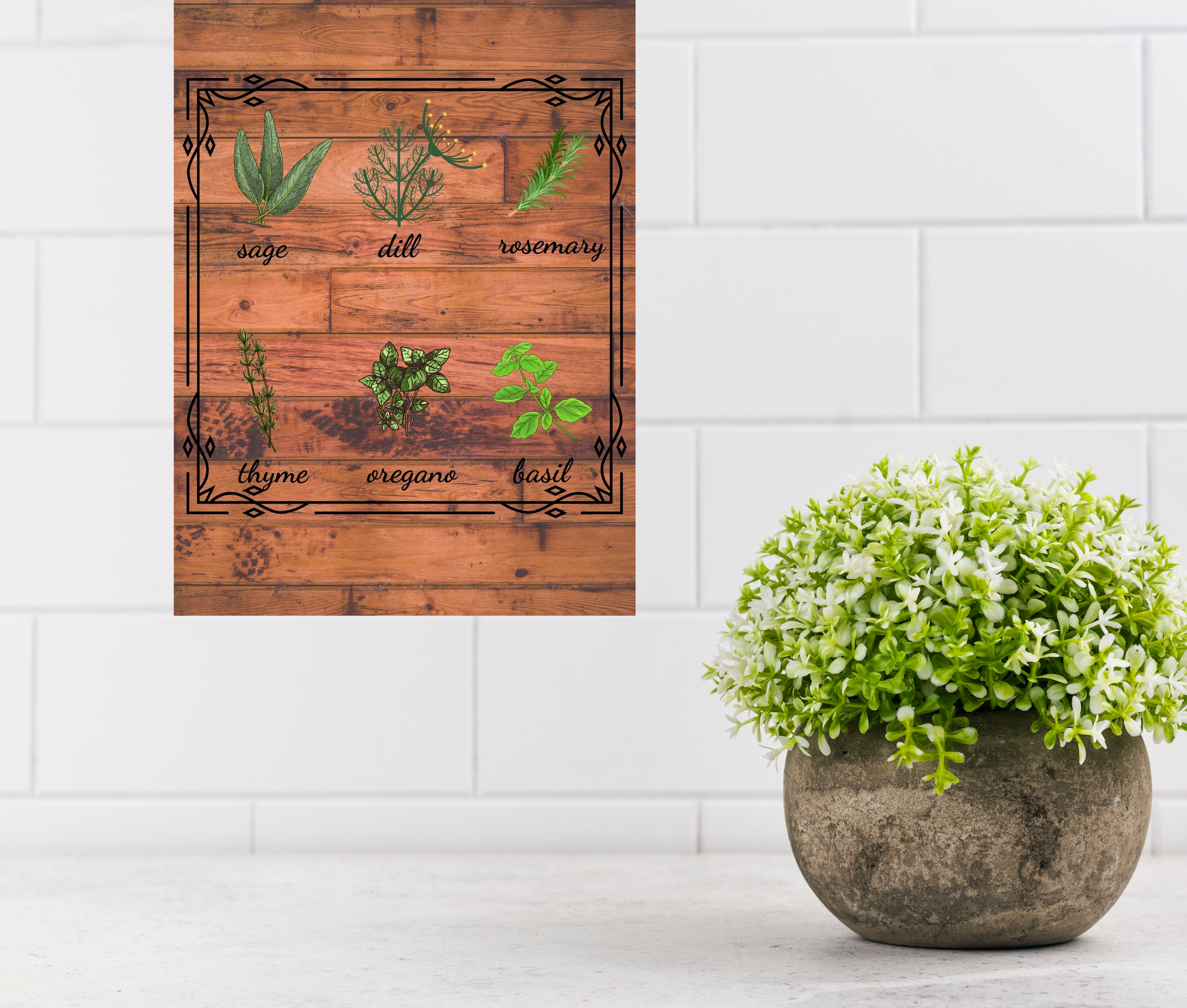 Art Board Print Rustic Herb Chart