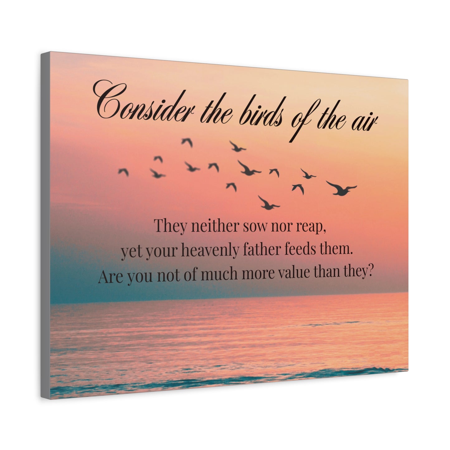 Canvas Wall Art - "Consider the birds of the air" Inspirational Scripture Sunset