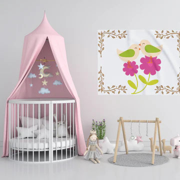 Birds and Blossoms-Baby Blanket-Nursery Decor