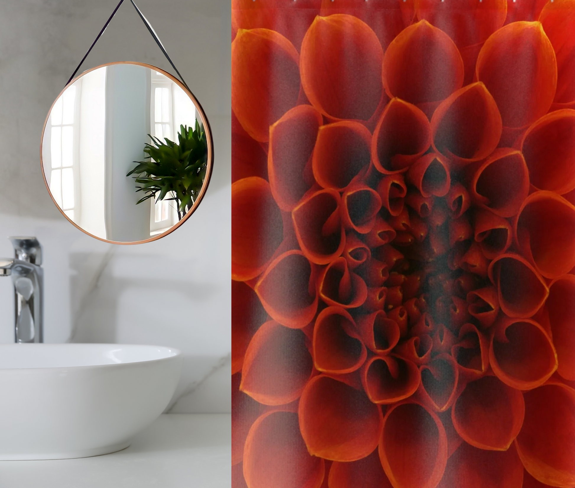 Shower Curtain-Contemporary Orange Floral