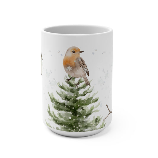 Cozytime Winter Robin 15oz Ceramic Mug for Tea or Coffee- Part of the Cozy Winter Series