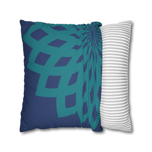 Square Pillow-Contemporary Large Print Blue and Teal