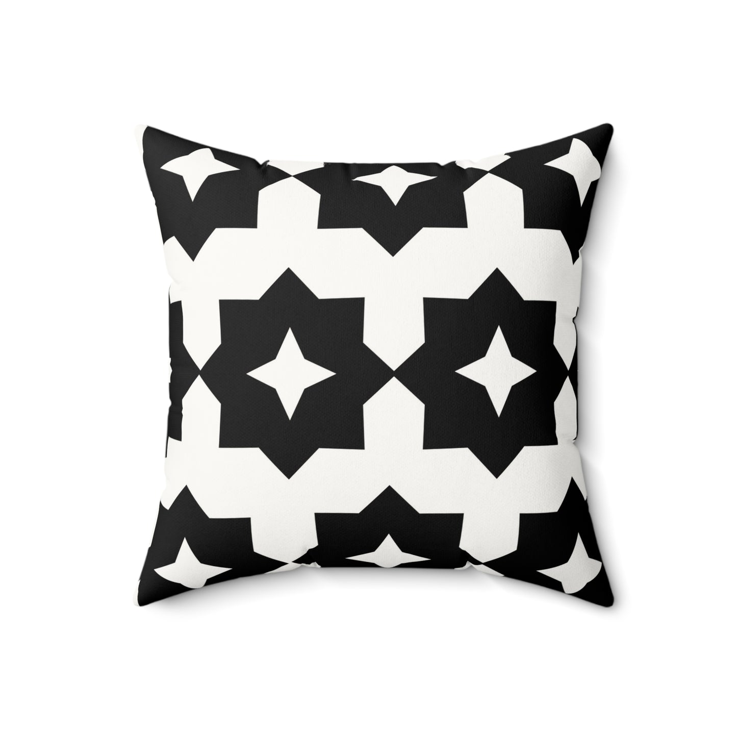 Black & White Geometric Faux Suede Square Pillow