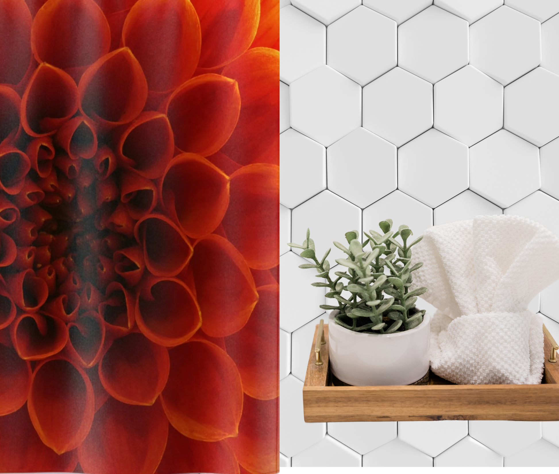 Shower Curtain-Contemporary Orange Floral