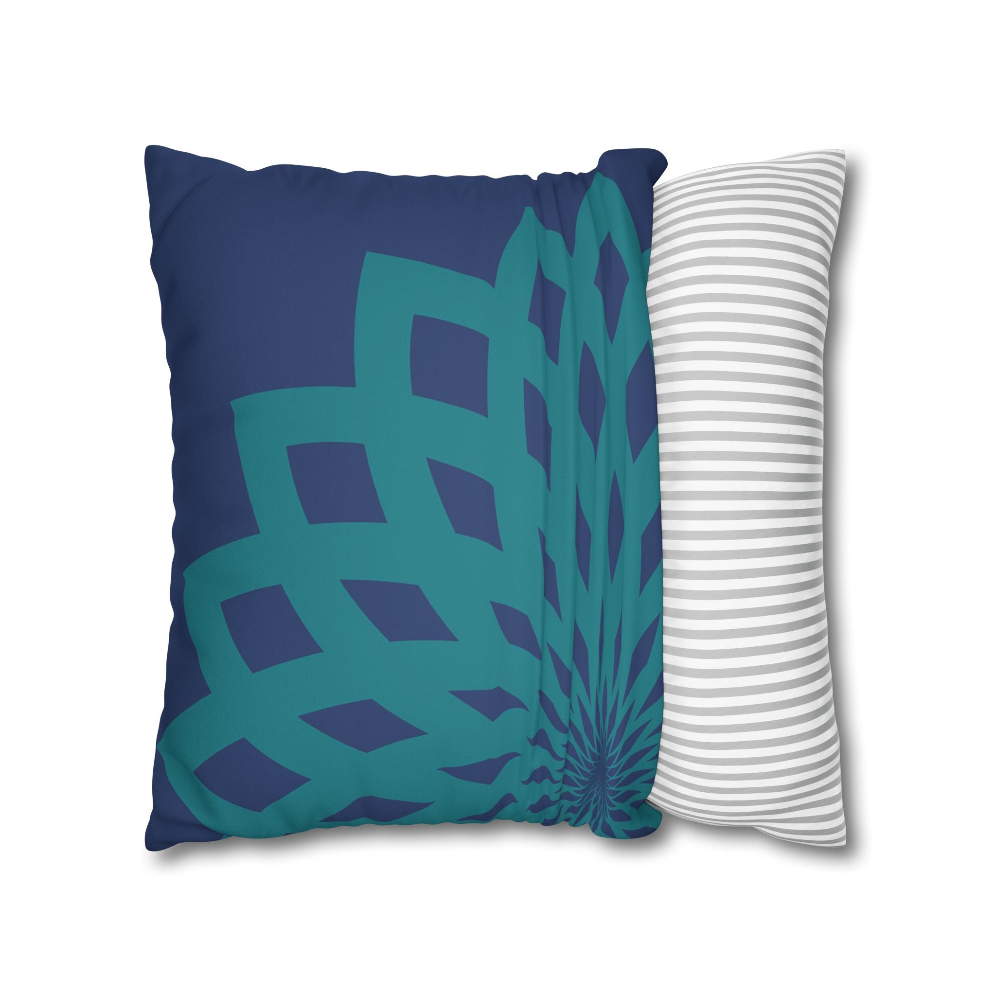 Square Pillow-Contemporary Large Print Blue and Teal