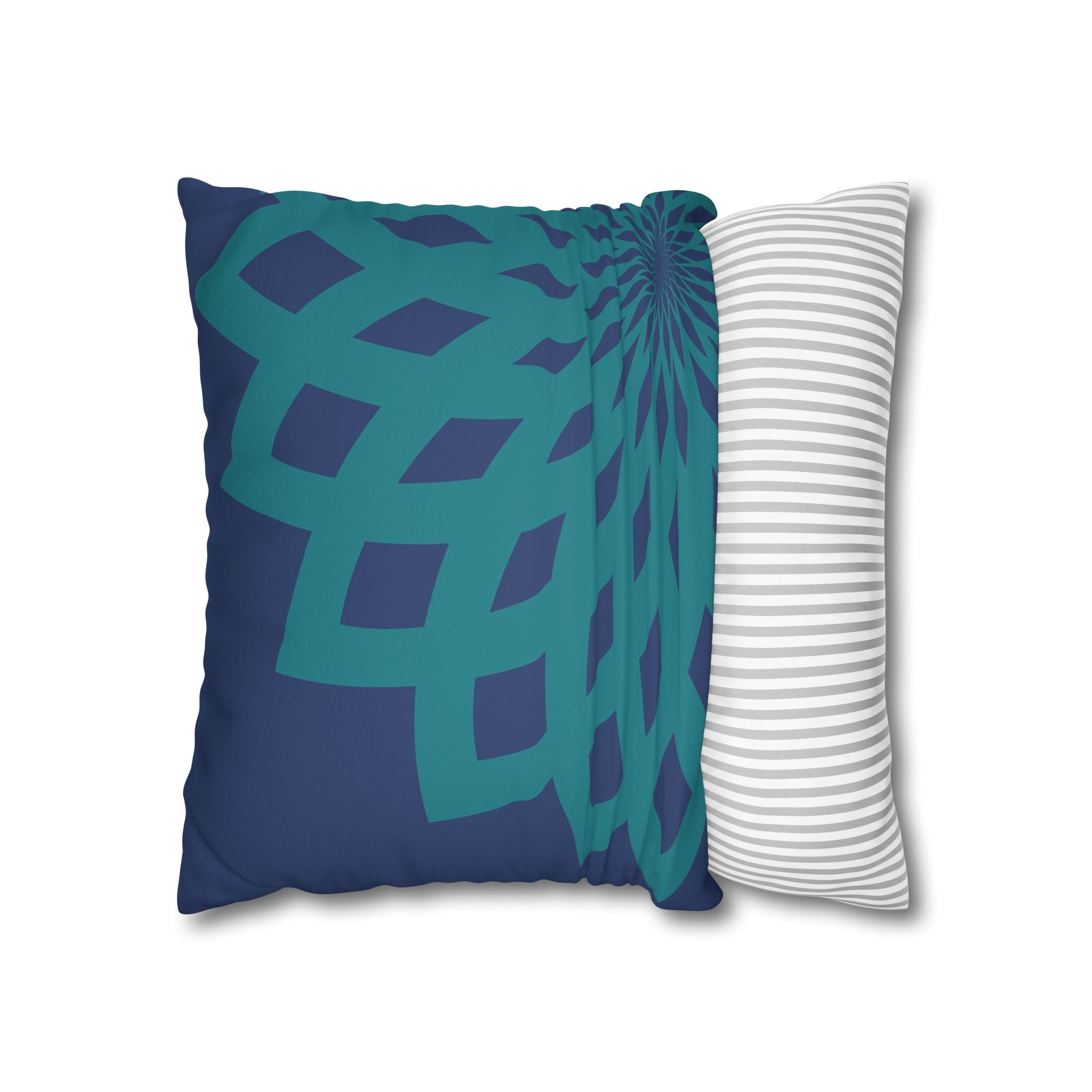 Square Pillow-Contemporary Large Print Blue and Teal