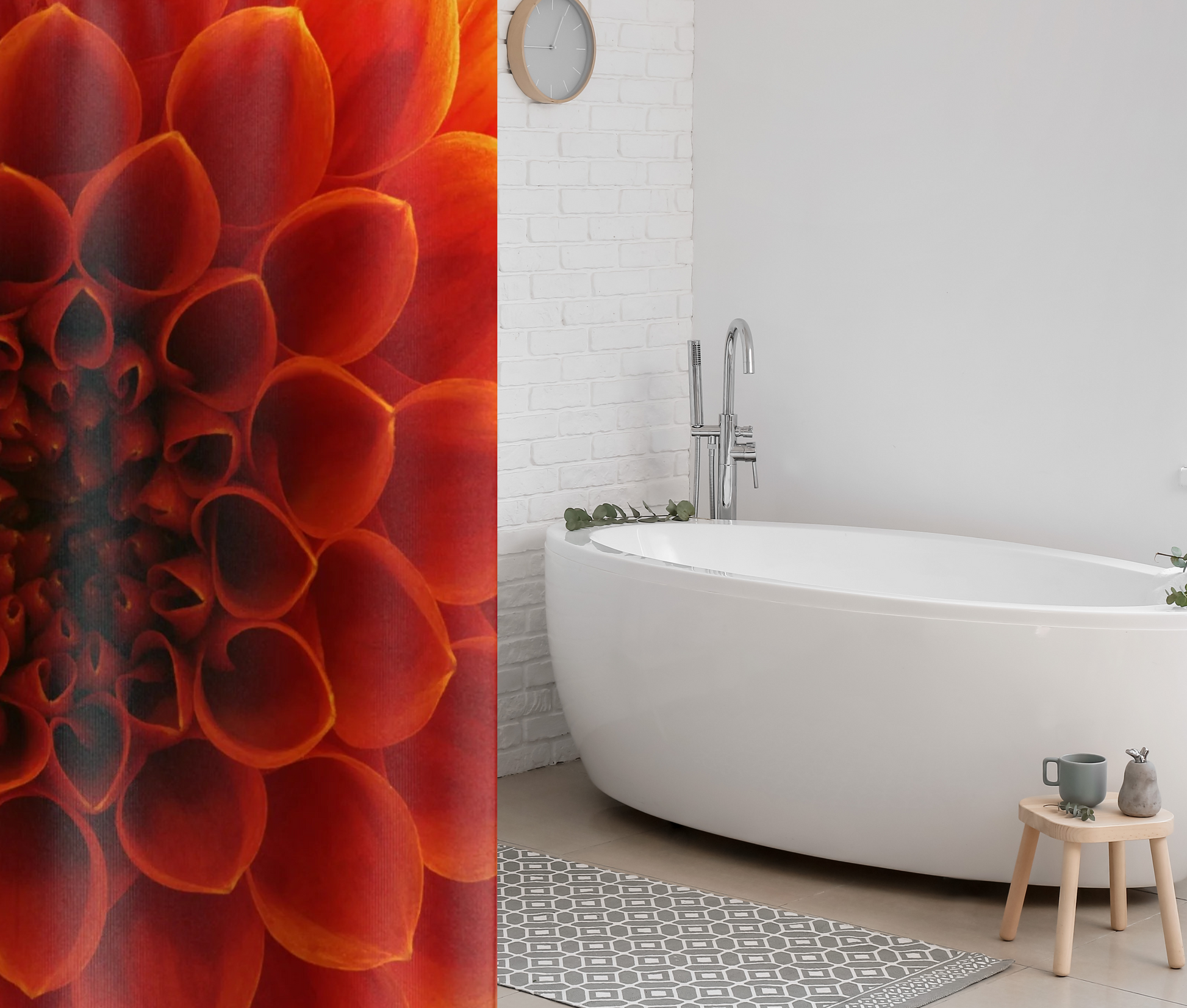 Shower Curtain-Contemporary Orange Floral