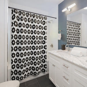 Shower Curtain-Black and White  Modern Farmhouse Graphic