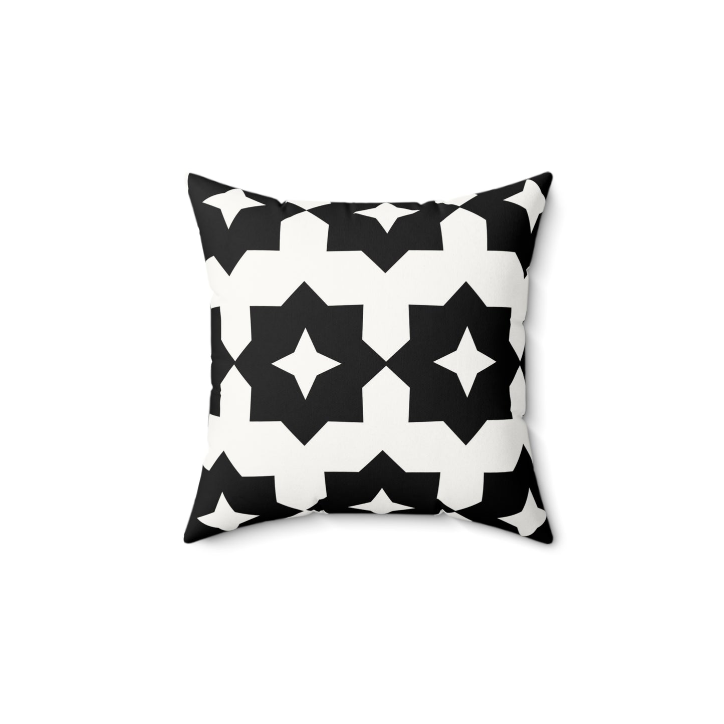 Black & White Geometric Faux Suede Square Pillow