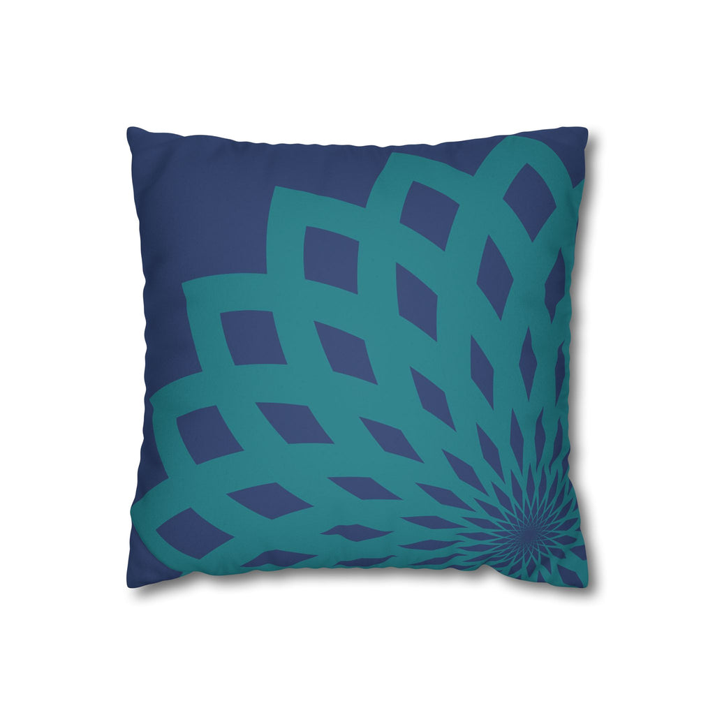 Square Pillow-Contemporary Large Print Blue and Teal