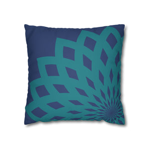 Square Pillow-Contemporary Large Print Blue and Teal