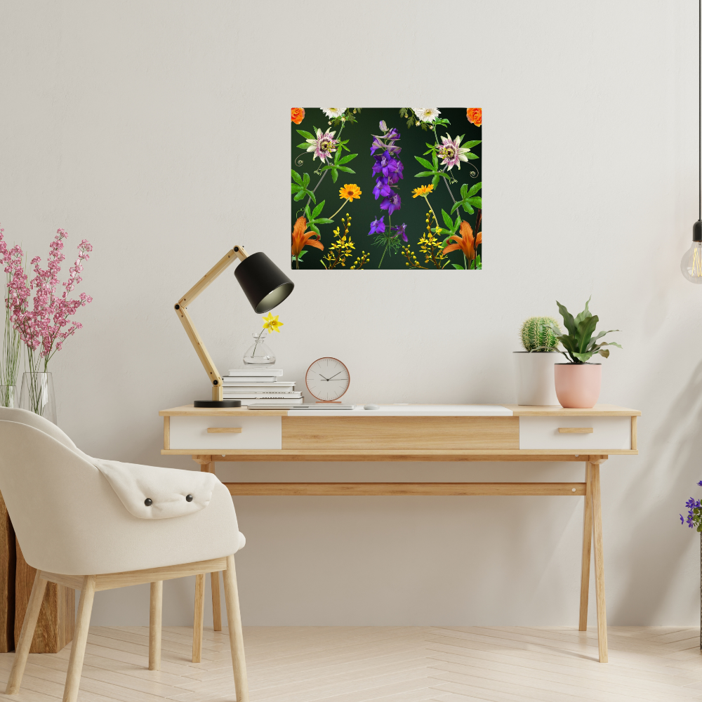 Botanical Beauty Canvas Print Shown in a modern home office setting