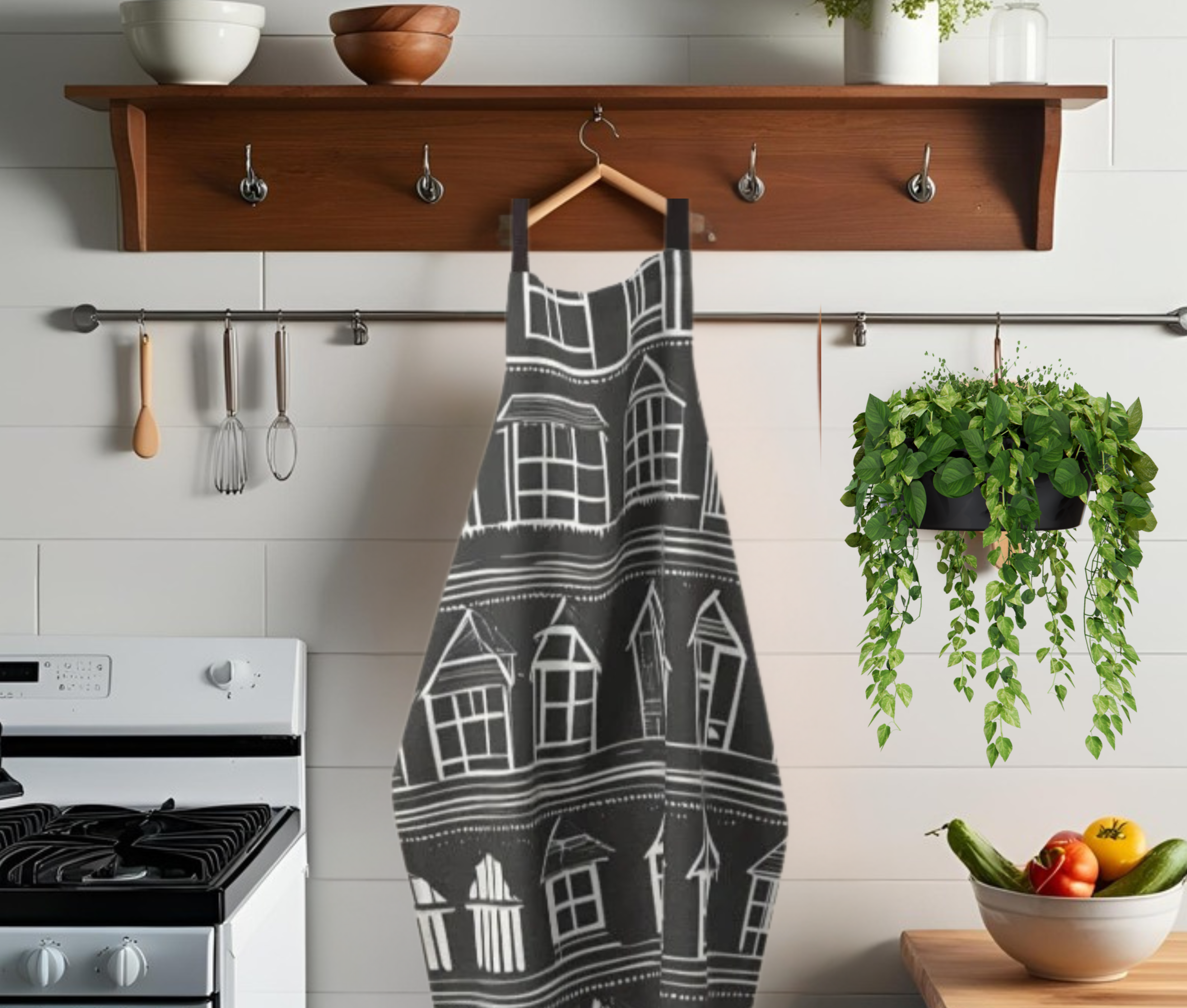 Apron Home Sweet Home  Black and White Modern Farmhouse Graphic Print