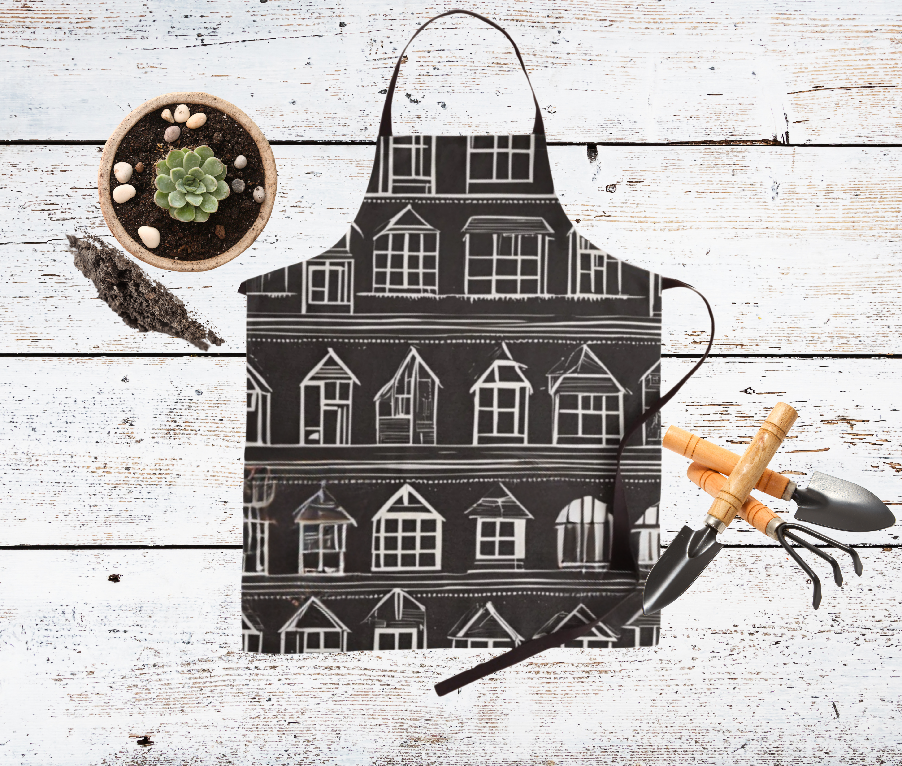 Apron Home Sweet Home  Black and White Modern Farmhouse Graphic Print