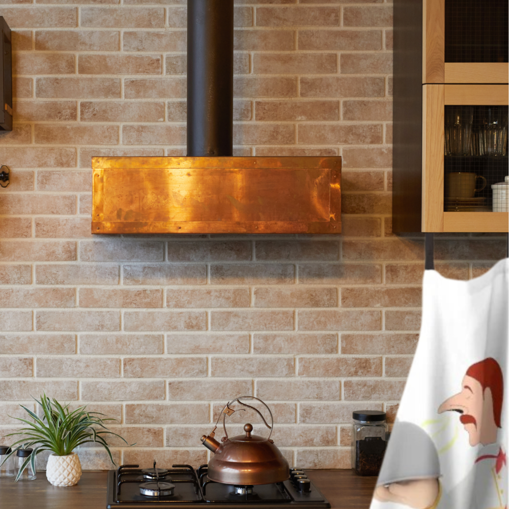 Shown hanging in a farmhouse style kitchen