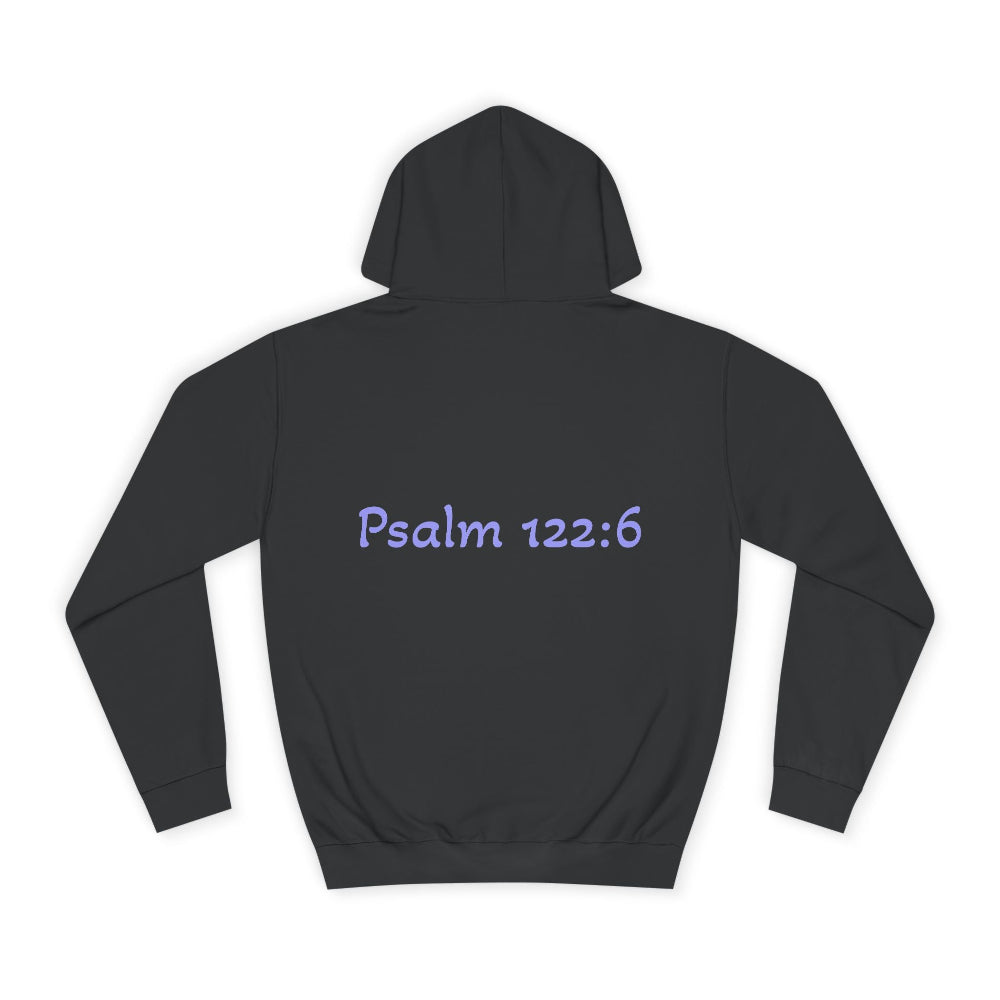 back of hoodie The Struggle Israel featuring Psalm 122:6