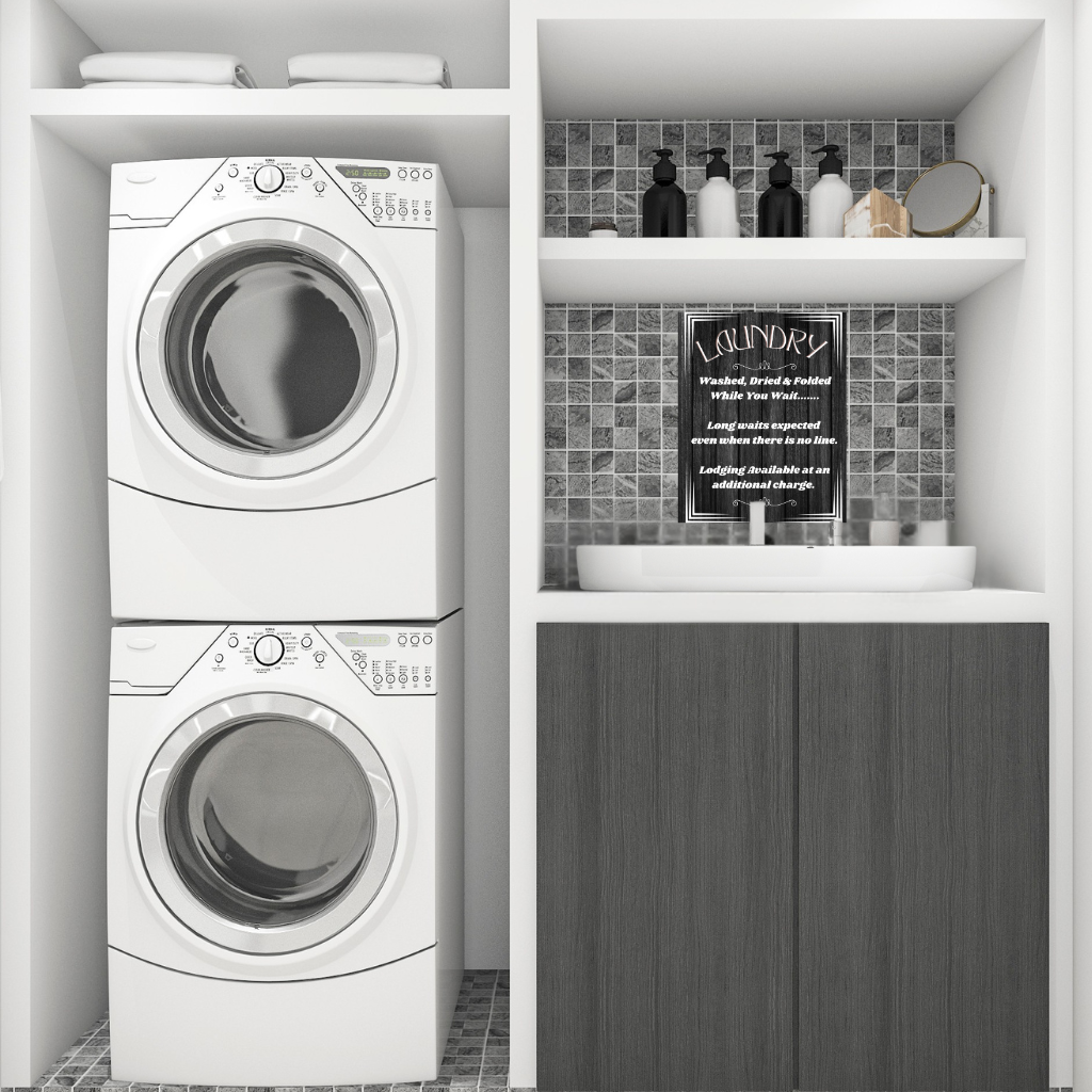 laundry while you wait sign shown in