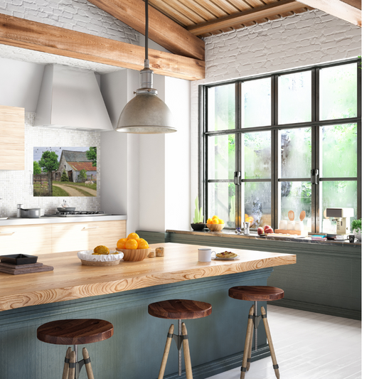 Rustic Landscape with Sheep shown in a beautiful, cozy kitchen