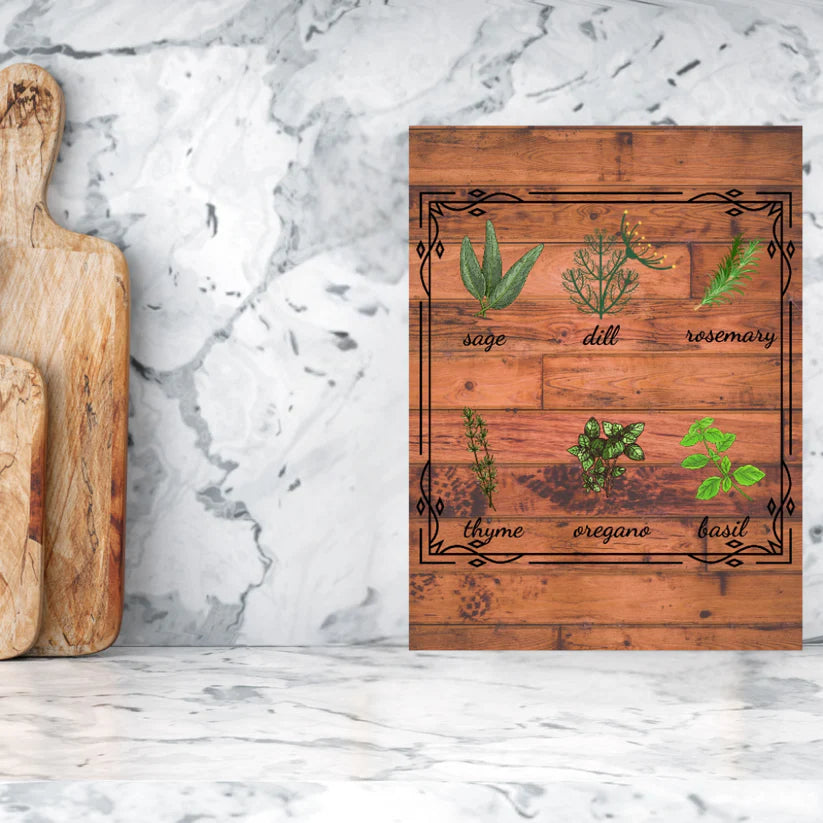 Kitchen Wall Art - Herb Print - Rustic Kitchen Decor - Botanical Canvas Art
