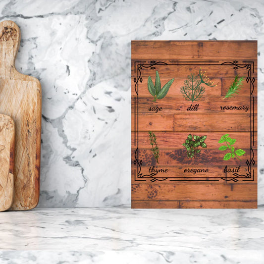 Kitchen Wall Art - Herb Print - Rustic Kitchen Decor - Botanical Canvas Art