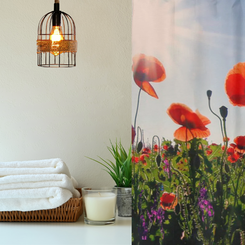 shown with bathroom accessories