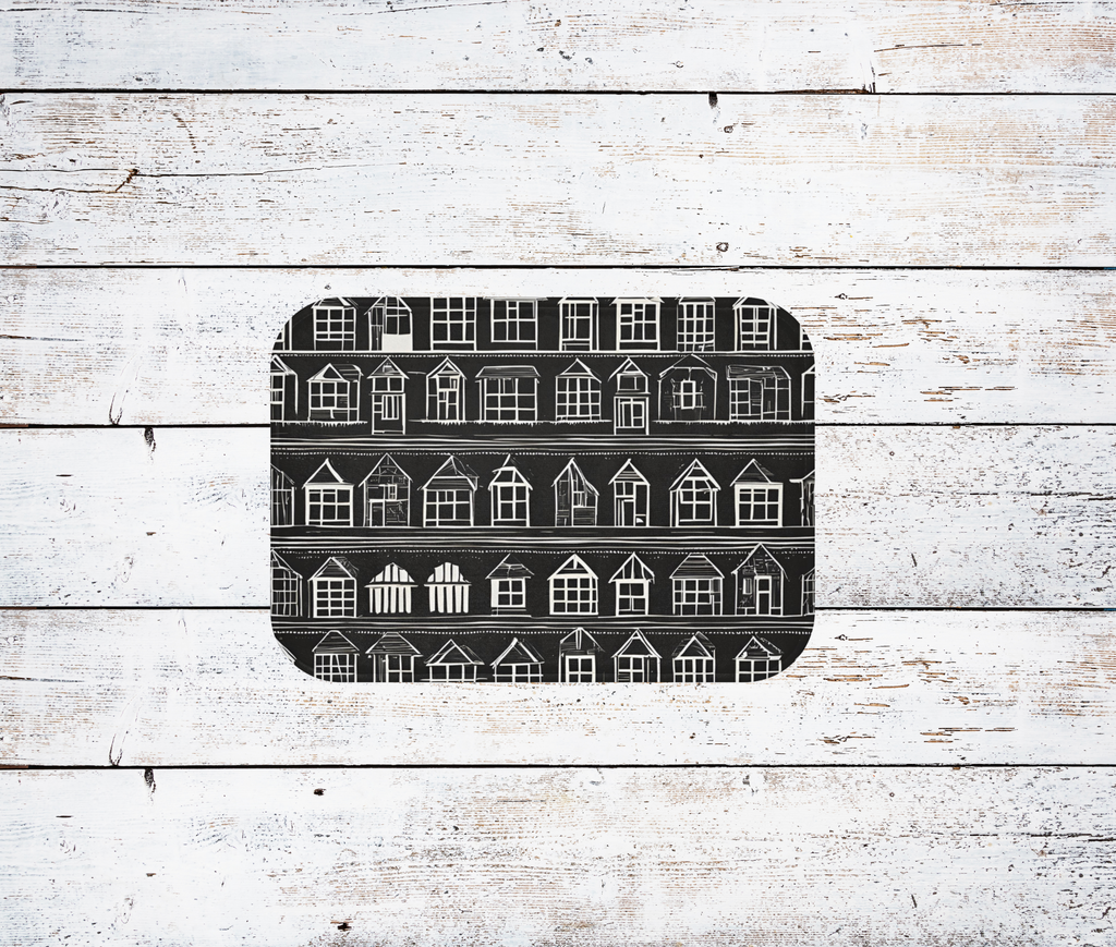 Farmhouse Rug Black and White Geometric White Houses on Black Background Home Sweet Home