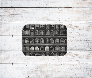 Farmhouse Rug Black and White Geometric White Houses on Black Background Home Sweet Home