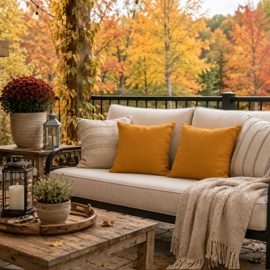 Mustard Gold Indoor-Outdoor Throw Pillow — Weather-Resistant Cozy Patio, Garden or Home Decor Pillow