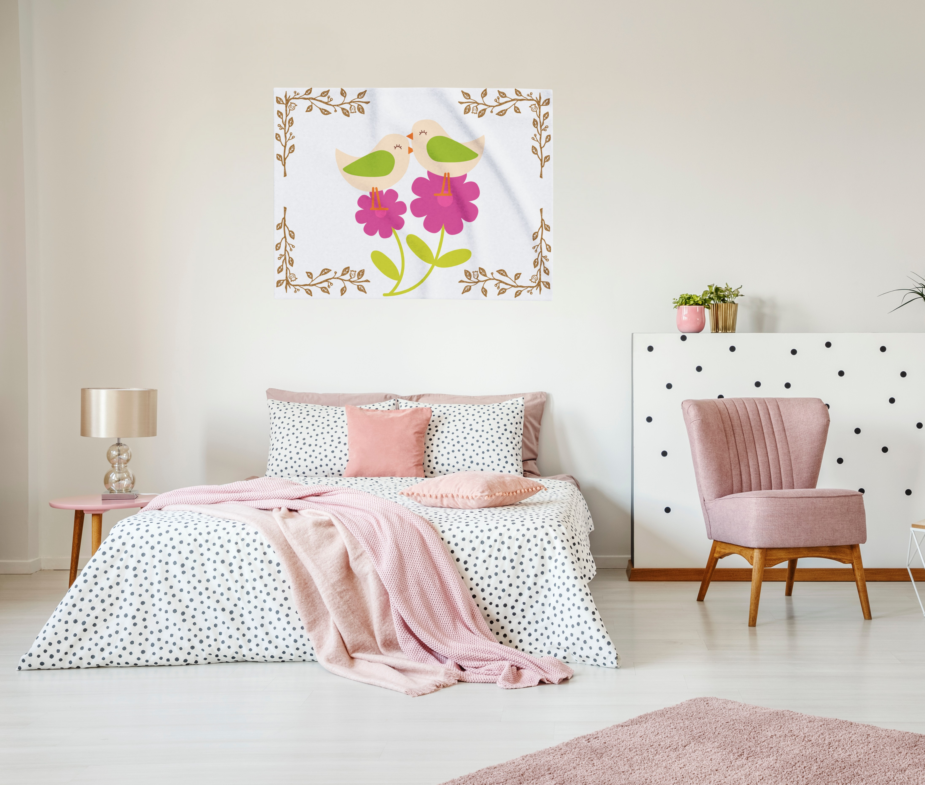 Baby Blanket Birds and Blossoms Arctic Fleece Infant Receiving Blanket Nursery Decor