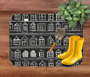 Farmhouse Rug Black and White Geometric White Houses on Black Background Home Sweet Home
