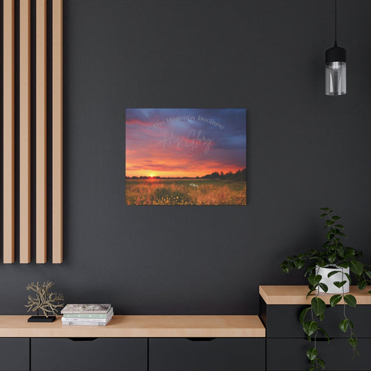 Sunset Landscape wall art shown in a dark, moody home office.