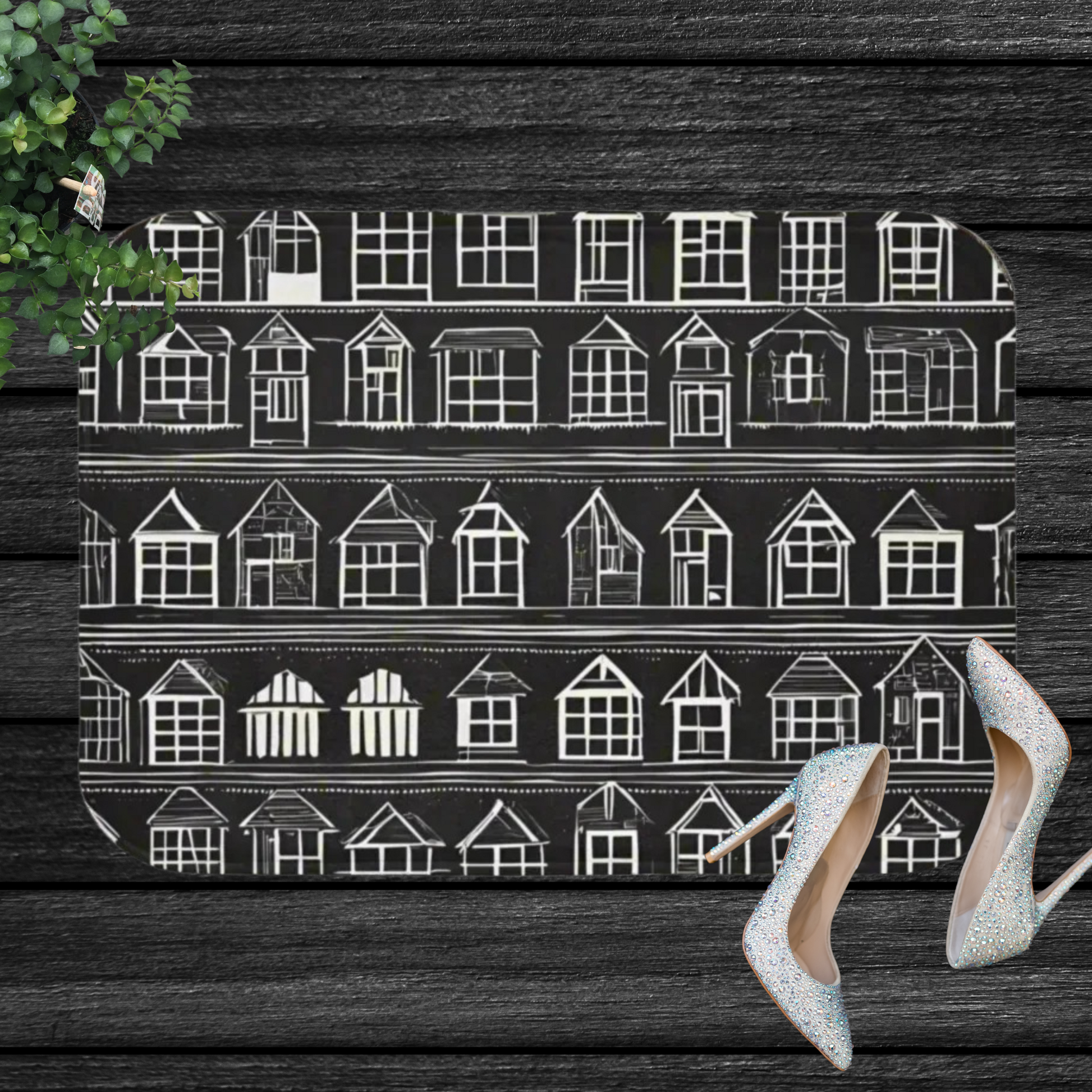 detailed view of our home sweet home rug