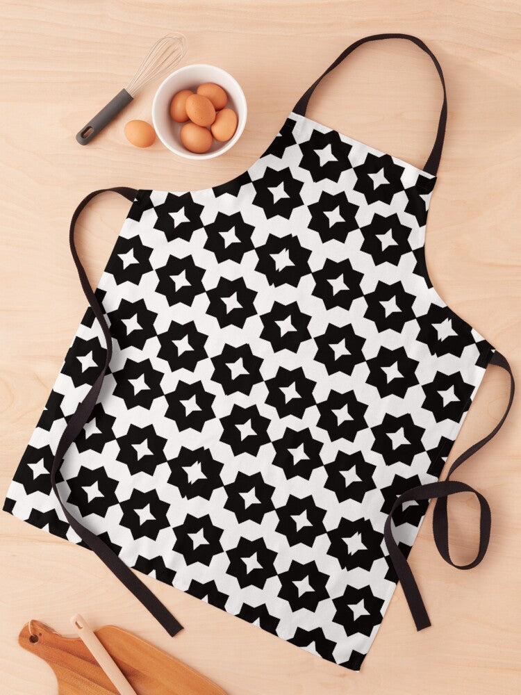 Apron-Black and White Graphic Print