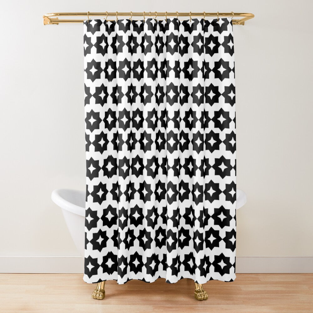 Shower Curtain-Black and White  Modern Farmhouse Graphic