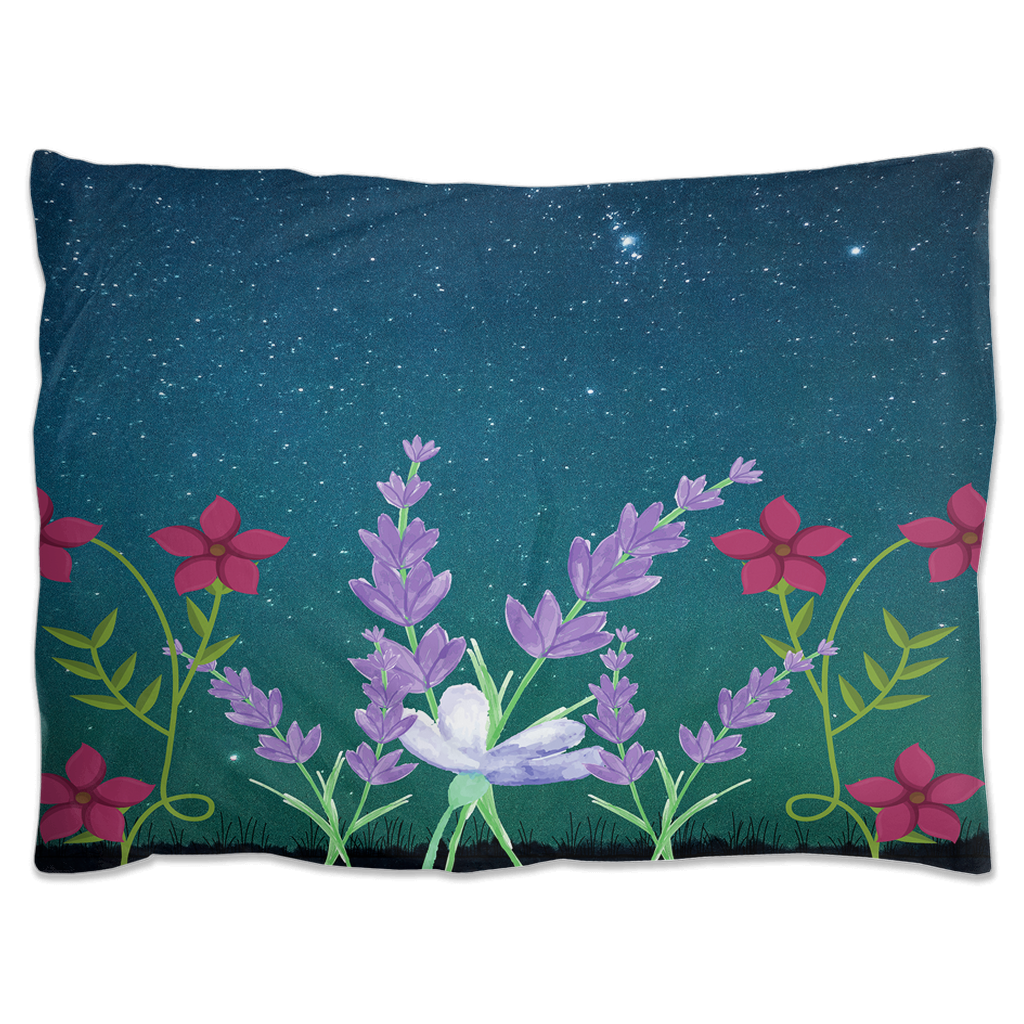 Garden in Moonlight teal and lavender print Pillow Shams