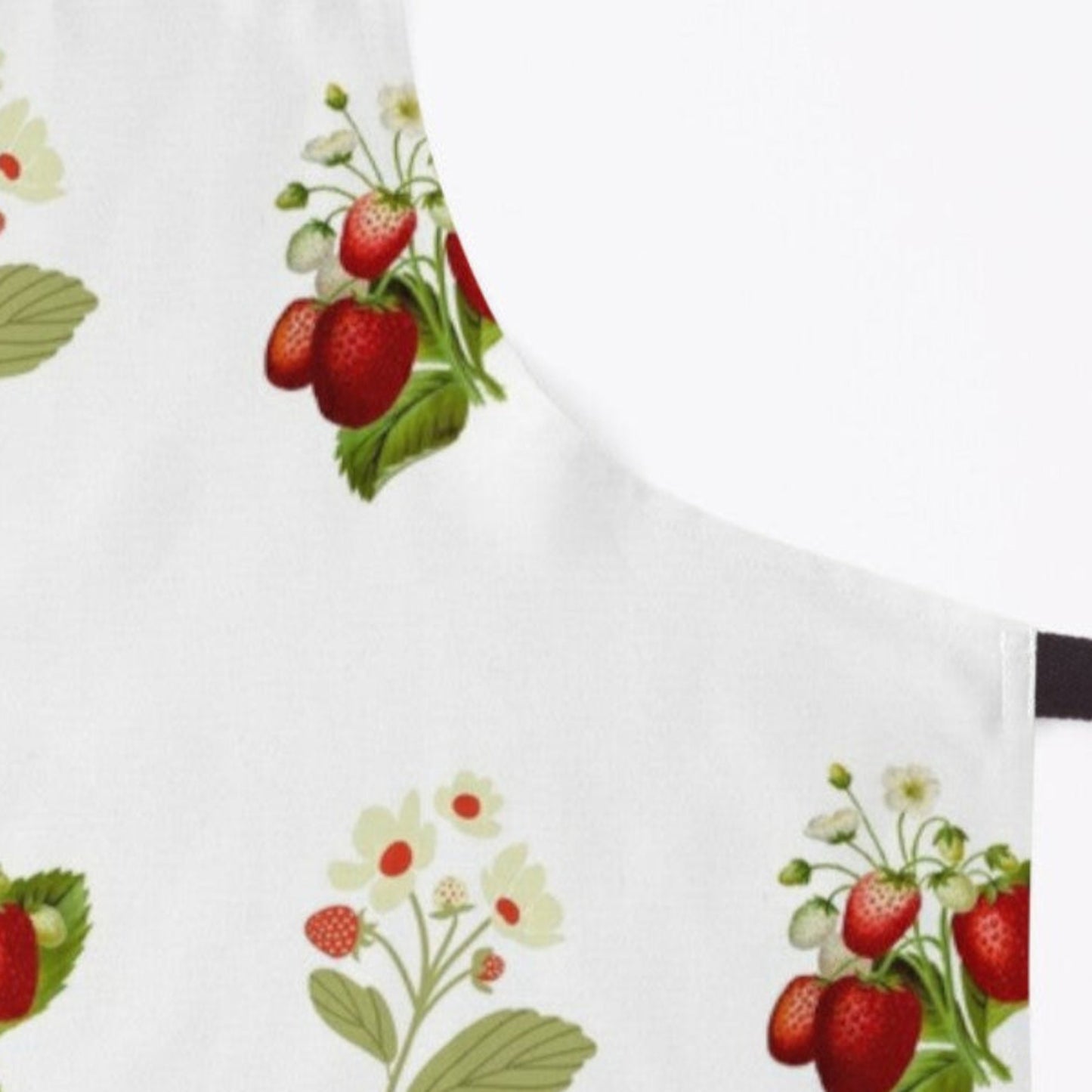 Detail of print for I Love Strawberries apron