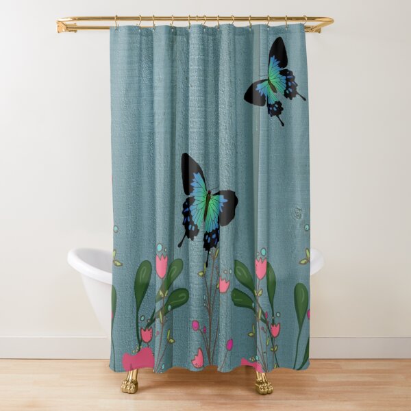 Butterflies on the Garden Wall Shower Curtain