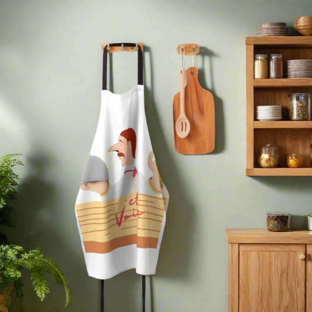 shown on a wall with shelving and cooking supplies