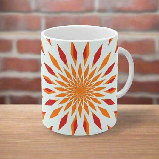 closeup of our orange starburst mug